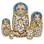 0054499/5м-16см  Матрешка с выжиганием "ЦВЕТЫ" 5м 16см