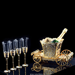  Златоуст НАБОР "ВЕЛИКОЛЕПНЫЙ ВЕК" ведро/шамп,бокалы,позолота, в П/У