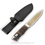 13166 Златоуст Оружие сувенирное НОЖ "Браконьер" (кожа) алюм., зол.