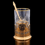 0064610/10180 Златоуст Подстаканник "Герб РФ"+ложка , в П/У RAZ 10180