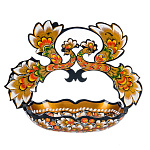 2043/КР/кудрина-зол Хохлома Сухарница "ПТИЦЫ" 40*33*18см