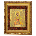 Настенная янтарная икона "Божья Матерь Семистрельная" 27х31,5 см