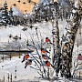 Картина на бересте "Снегири" 22х16 см, фотография 3. Интернет-магазин ЛАВКА ПОДАРКОВ