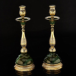 0049574 /5829 Златоуст Подсвечник "Тюльпан" нефрит SUV - 5829