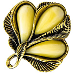 0049761/2070.4 Брошь Винтажный листик 6 (белый)