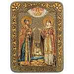 0062494/15*20см Икона подарочная "Петр и Феврония" мор.дуб  в ПУ (RTI-248.m)