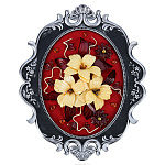 Настенное янтарное панно "Цветы" 38х31 см