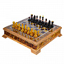 Шахматный ларец с инкрустацией и фигурами из янтаря 65х65 см, фотография 9. Интернет-магазин ЛАВКА ПОДАРКОВ