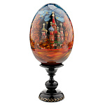 Деревянное пасхальное яйцо на подставке "Москва. Храм Василия Блаженного"