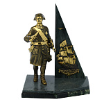 10773/2 Бронза Скульптура "Пётр I-основатель флота" Змеевик, Офиокальцит, (4.155.1)