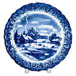  Гжель ТАРЕЛКА декоративная "Зима в деревне" d-17.5 см