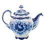 Чайник доливной "Семейный". Гжель, фотография 2. Интернет-магазин ЛАВКА ПОДАРКОВ