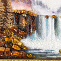 Картина янтарная "Горный водопад" 30х40 см, фотография 1. Интернет-магазин ЛАВКА ПОДАРКОВ