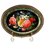 Поднос с авторской росписью "Цветы" 30х23 см
