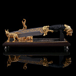 0051794 Златоуст Оружие сувенирное НОЖ "ПАНТЕРА", бел дамаск,с головой