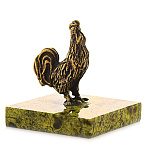 0034524/ФР Нат.камень Скульптура "Петушок большой" Бронза Змеевик  