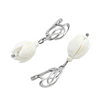 0068727 Бивень мамонта Серьги"Цветочки"серебрение