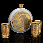 0069514-Нб Набор подарочный "ЗИМНЯЯ РЫБАЛКА":Фляга+3стопки в ПУ