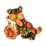 0068806 Хохлома Скульптура СИМВОЛ ГОДА 2023 "КОТ с кувшином молока" 11*10см