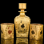  Виски сет «Казино» золотой (1 штоф, 2 стакана)