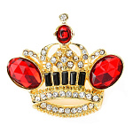 -3517 Традиции ФАБЕРЖЕ  Брошь "КОРОНА С КРАСНЫМИ КАМНЯМИ"