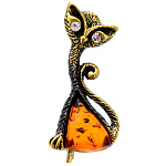 0058473/1335.4 Брошь Кошка Треугольник (коньячный)