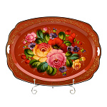 Поднос с авторской росписью "Цветы" 40х30 см