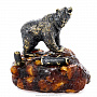 Скульптура на подставке из янтаря "Медведь на опушке", фотография 1. Интернет-магазин ЛАВКА ПОДАРКОВ