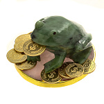 0063783 Сувенир Нефрит ДЕНЕЖНАЯ ЛЯГУШКА на агате с монетами (большая) в уп.