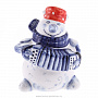 Статуэтка "Снеговик с гармошкой". Гжель, фотография 1. Интернет-магазин ЛАВКА ПОДАРКОВ