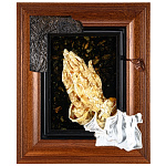 0070327 Янтарь ПАННО настенное ГАЛЕРЕЯ ШЕДЕВРОВ "РУКИ МОЛЯЩЕГОСЯ"  в кейсе  (00003217)