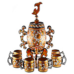 7178/КР Хохлома Набор для пива 8 предметов: Бочонок 8л +6 кружек + поднос