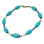  Нат.камни БУСЫ  Хризоколла, Лунный камень, Бронза 46см