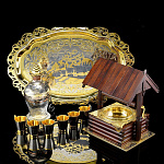 28473 Златоуст НАБОР ВОДОЧНЫЙ "В ДЕРЕВНЕ" на 6 персон, 9 предм.. в ПУ 