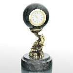 0028762/ФР Нат.камень ЧАСЫ" Слон" с шаром