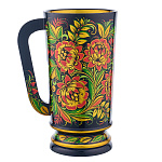 Кружка деревянная с росписью "Трапезная". Хохлома