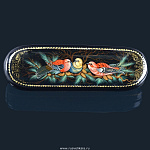   лаковая миниатюра ШКАТУЛКА-пенал "СНЕГИРИ" 14,5*4,5*3см Авт.Краснов