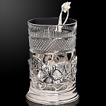 0028657-174,5  Серебро 925* чайный Набор "Настурция" 3 предм. +футляр 837НБ03806 (подстаканник)174,5