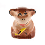 0028319 Статуэтка Сувенир изделия из глины ОБЕЗЬЯНА С БАНАНОМ в ассортименте h=4см