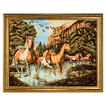 Картина с янтарной крошкой "Кони" 60х80 см