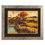 0063826-25*20см Картина янтарная "РЕЧКА"  (кварцевый песок, янтарь, каменная крошка)