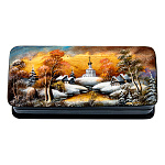 Шкатулка с художественной росписью "Деревенский пейзаж"