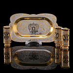 0072030 Златоуст Набор СТОПОК РФ лоток+3 стопки чернение ПУ NAW 5007