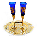  Златоуст НАБОР подарочный "ОТРАЖЕНИЕ" блюдо +2фужера в пенале. 00437