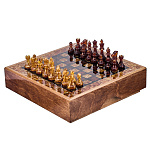 Шахматы с инкрустацией и фигурами из янтаря 30х30 см
