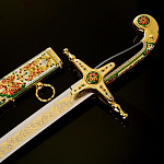 0010812 Златоуст Оружие сувенирное САБЛЯ ВОСТОЧНАЯ ц/м ножны, фианиты, Эмаль