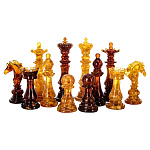 202849 Янтарь НАБОР ШАХМАТНЫХ ФИГУР КОРОЛЕВСКИЙв уп,король 16*5 см, ферзь 15*4,5, пешки 9*4,5