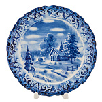 Тарелка декоративная "Пейзаж". Гжель