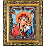 0048000 ИКОНА "БМ"Казанская" багет-золочение (презентация) №193 в П/У дуб