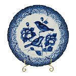 201206 Гжель ТАРЕЛКА декоративная ПТИЦЫ ,  d-17 см